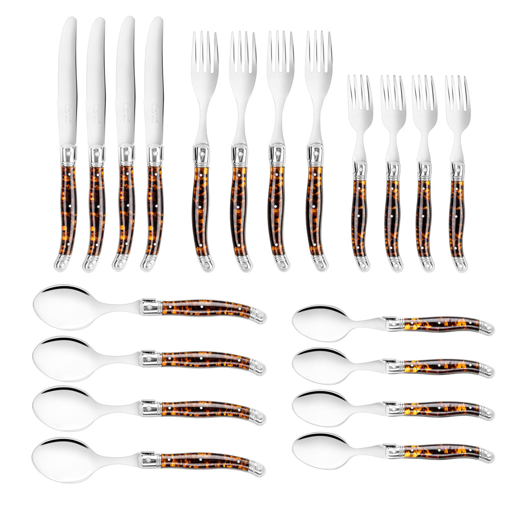 Laguiole Connoisseur 20-Piece Tortoise Shell Flatware Set