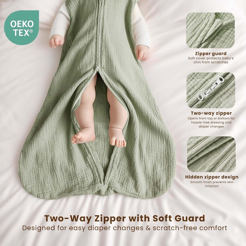 Muslin Baby Sleep Sack, 0.8 TOG Baby Wearable Blanket