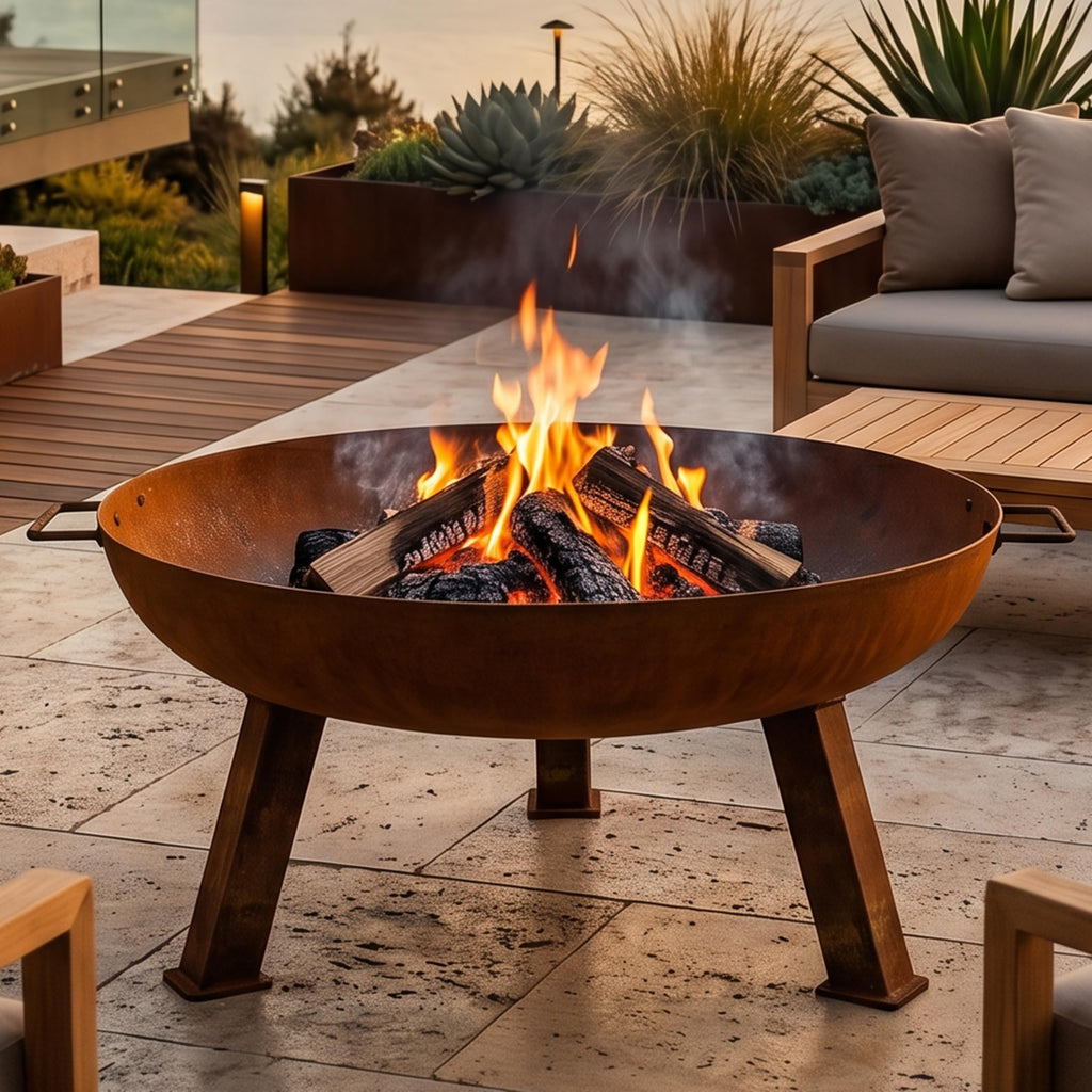 30" Heavy-Duty Cast Iron Fire Pit Bowl for Outside, Wood-Burning