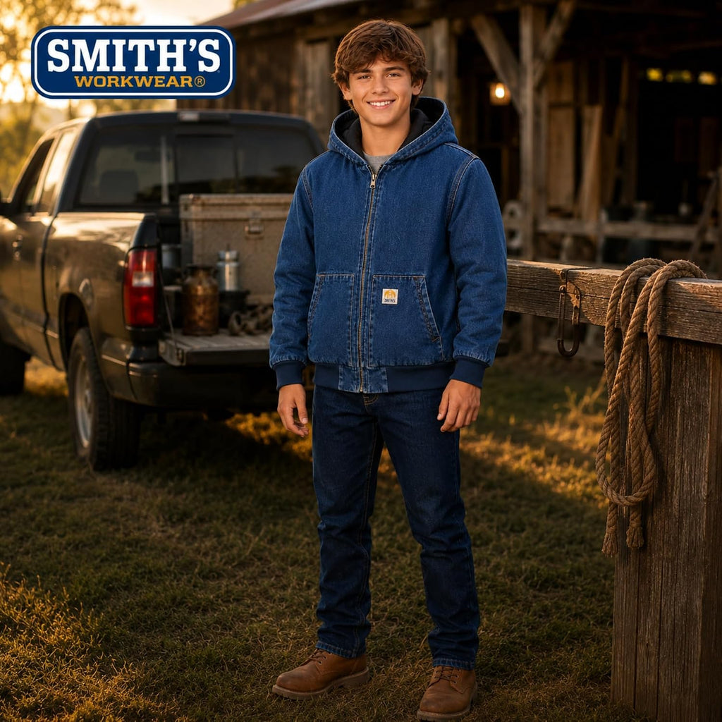Boys Winter Coat, Insulated Canvas Hooded Jacket Full Zip