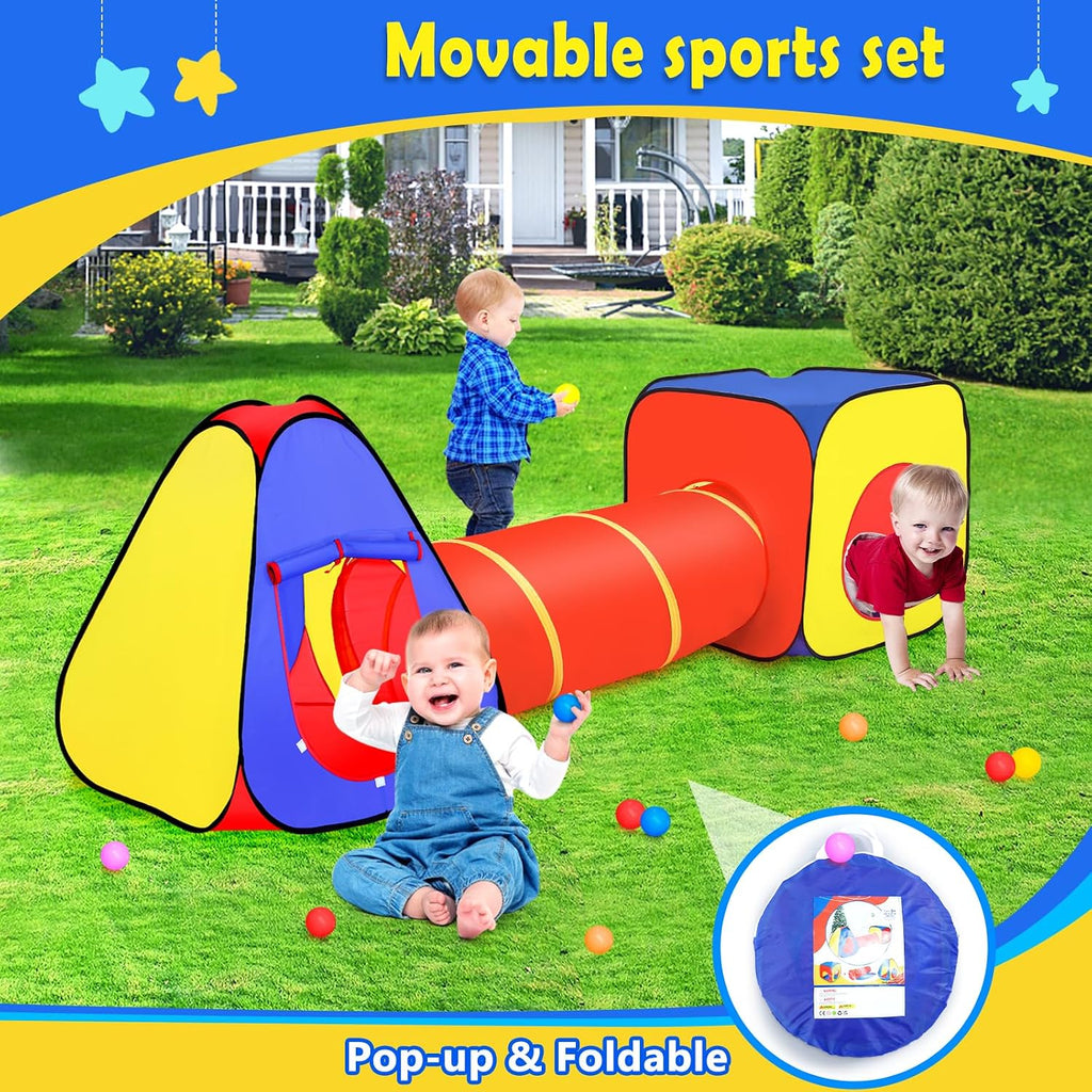 Kids Play Tent with Ball Pit and Crawl Tunnel Toddlers Playhouse Gift Toy
