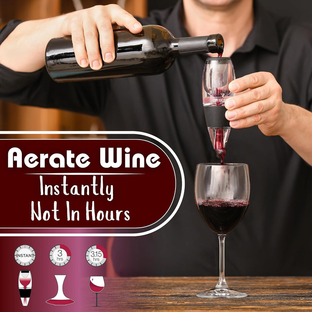Red Wine Aerator- Wine Pourer- Decanter- Premium Wine Aerator with Stand - Decanter Aerating Spout with Filter