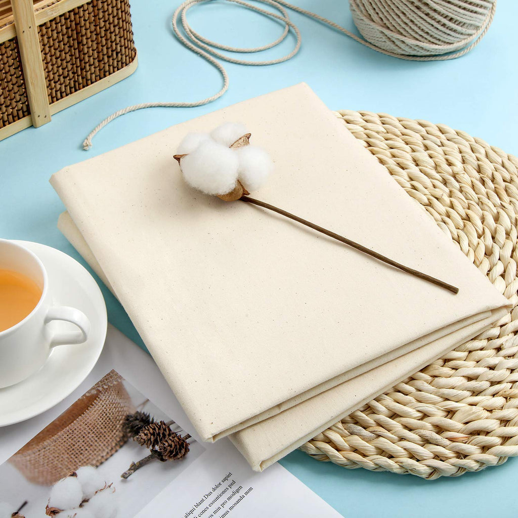 Natural Cotton Muslin Fabric 63 Inch x 1 Yards Unbleached Muslin Linen Fabric Material for Sewing Embroidery