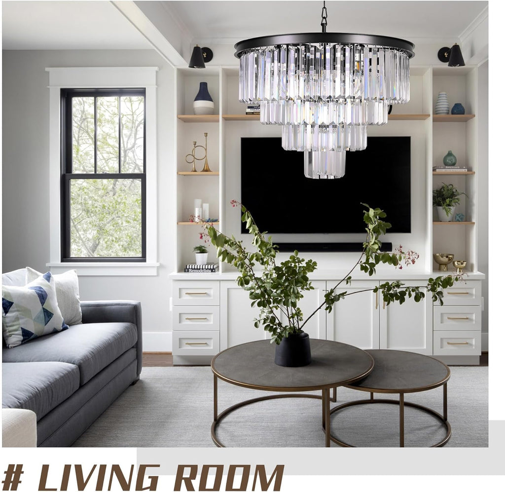 Inspired Odeon Style 9-Light Crystal 4-Tier Modern Chandelier Dia 23.6" - A107-B07CWKDLX9