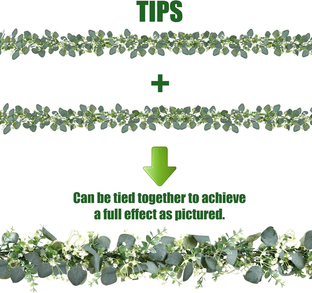 Artificial Eucalyptus Garland Eucalyptus Leaves Vines Greenery Garland Faux Silver Dollar Eucalyptus Leaves - Set of 8