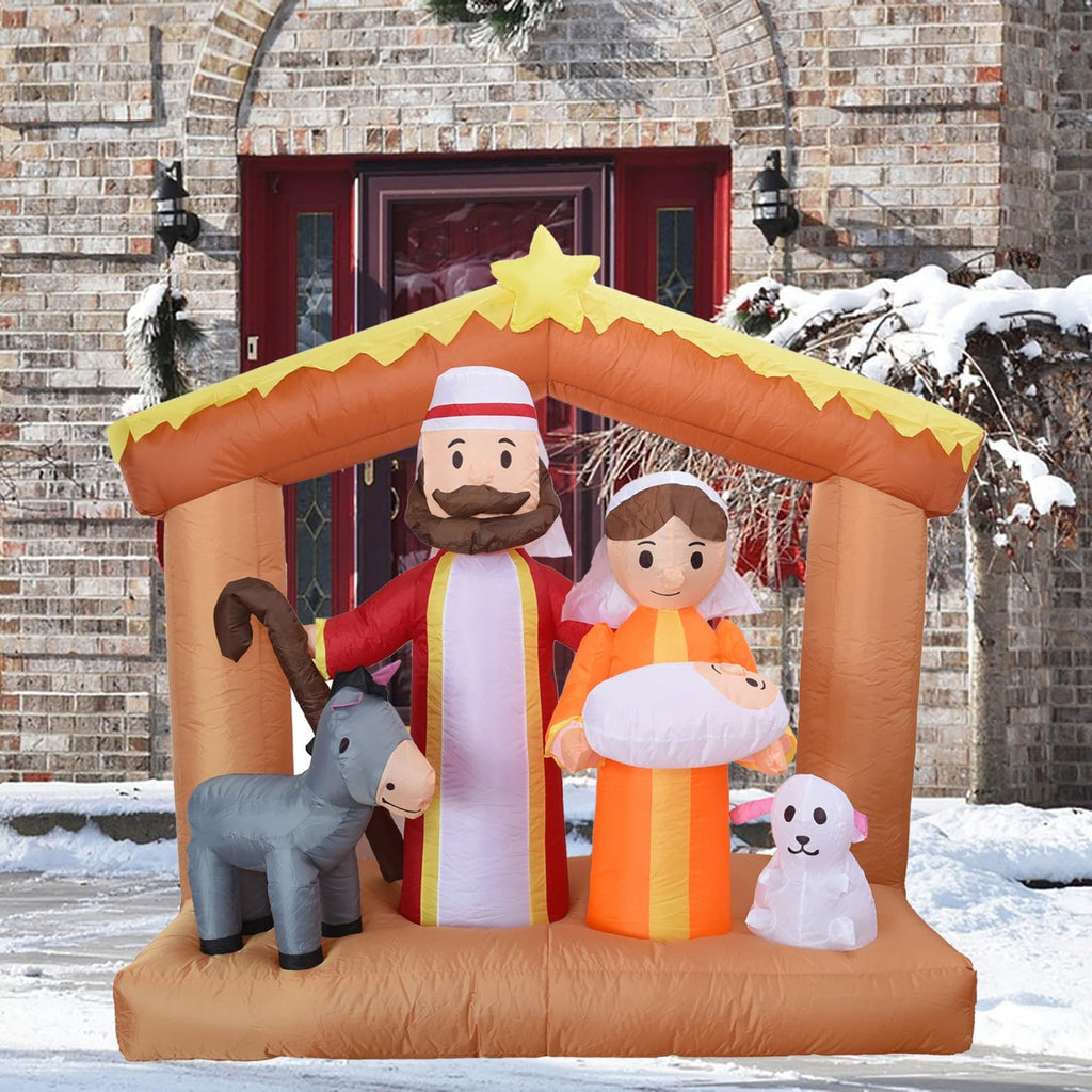 6 FT Christmas Inflatables Nativity Scene Outdoor Decorations
