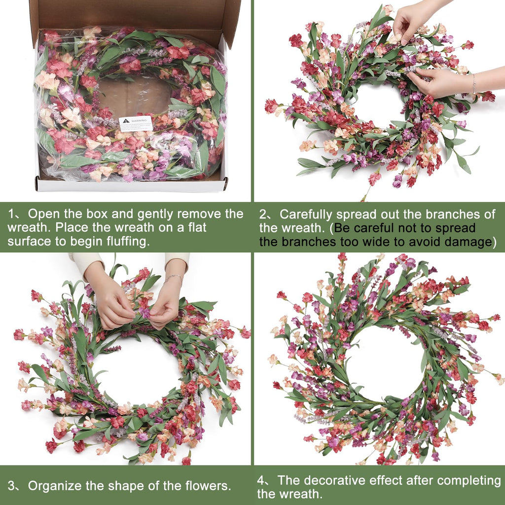 Front Door Wreath 24 Inch Spring/Summer Wreaths for Front Door
