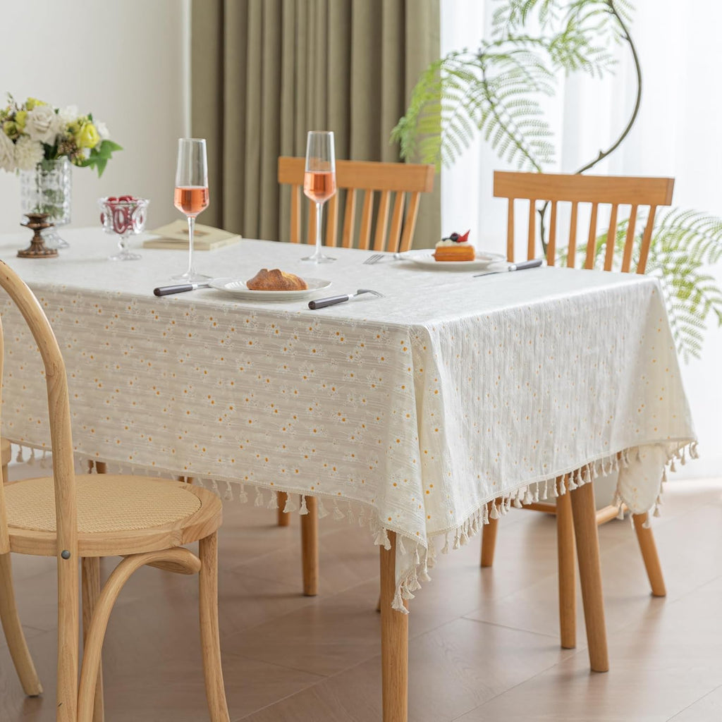 Rectangle Tablecloths Rectangular Cotton Fabric Waterproof Table Cloth Rectangle Table for 6 Foot Fa