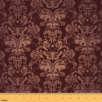 Damask Decorative Fabric 2 Yards Ombre Moth Upholstery Fabric Gothic Vintage Floral Fabrics by The Yard Oriental