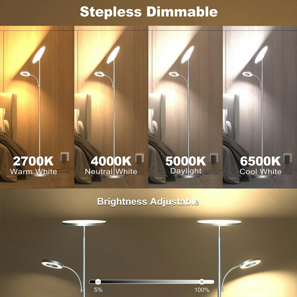 2026 Floor Lamp, 42W Torchiere LED Lamp, Stepless Dimming Floor Lamps with Remote Control, Color