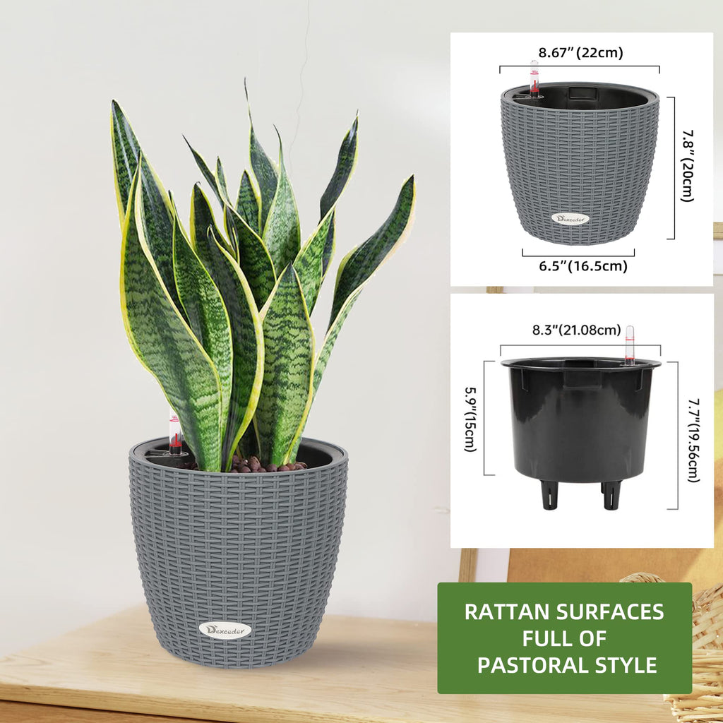 9x8 Self Watering Planter (Deep Gray Rattan)