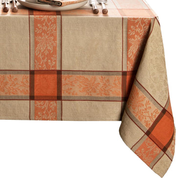 Home Fashions Autumnal Harvest Jacquard Woven Fall Foilage Thanksgiving Cotton Tablecloth, 60"x84" R