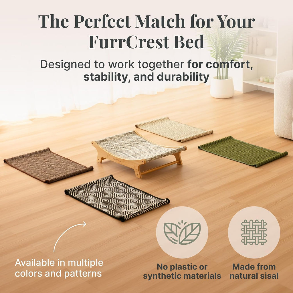 XL Sisal Cat Scratcher Bed with Elevated Hammock for Indoor Cats, Replaceable Natural Sisal Pad, Large Cat Lounge