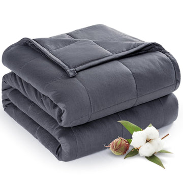 Cotton Weighted Blanket for Adults, Twin Size 48"x72" 15 lbs