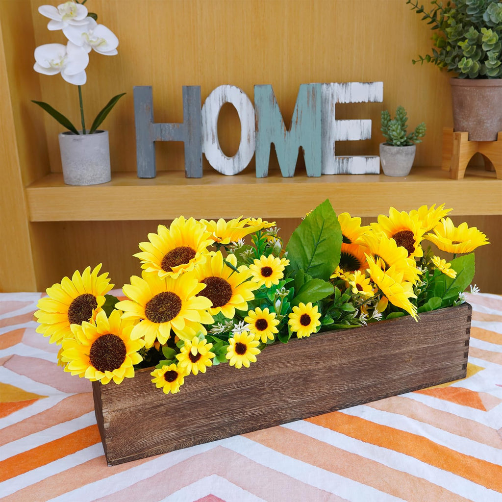 Winlyn Rustic Wooden Planter Box 17.3" L x 3.9" W x 3.9" H Brown Rectangular Planter Decorative Wood Box with