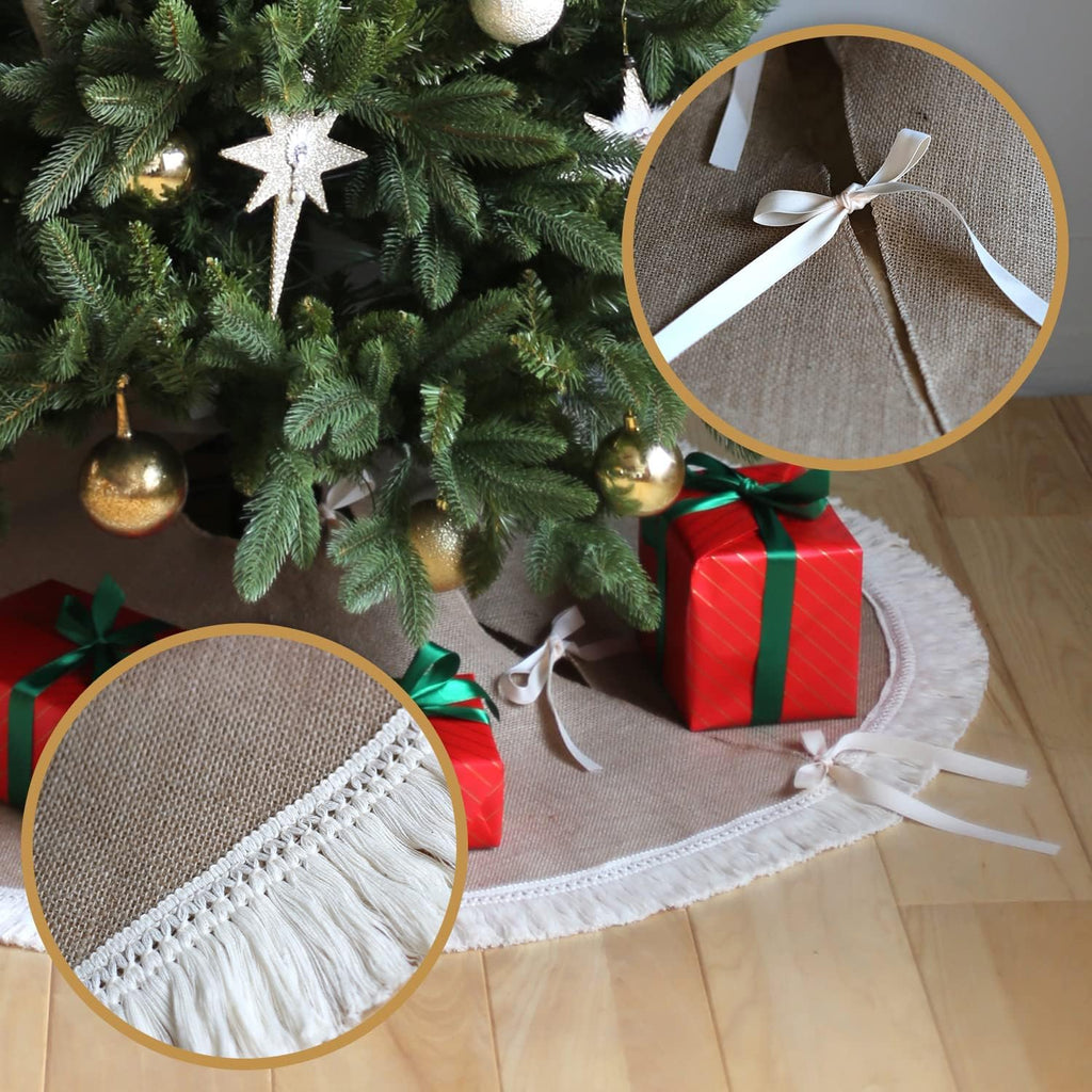Christmas Tree Skirt 36', Burlap Tree Decorations, Tree Collar BOH Decor