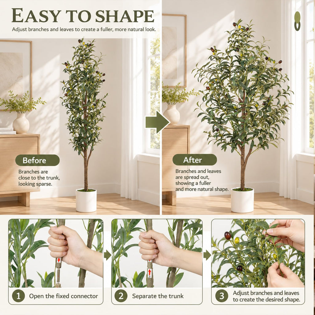 4FT Artificial Olive Tree Indoor Tall Faux with Planter & Basket Large Fake Olive Silk Trees Realistic Olive Plants