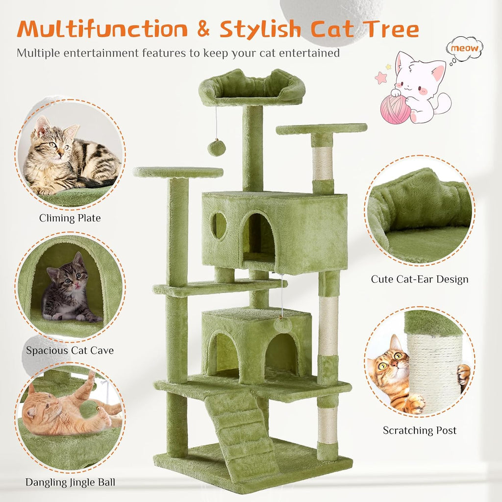 54-inch Cat Tree Tower with Scratching Posts, Indoor Use