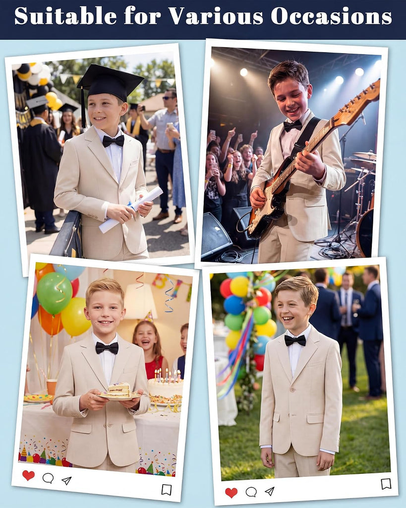 Boys' Slim Fit Suit 3 Pieces:Jacket, Pants, Shirt,Summer Suit Set for Teens Boys Wedding Beach