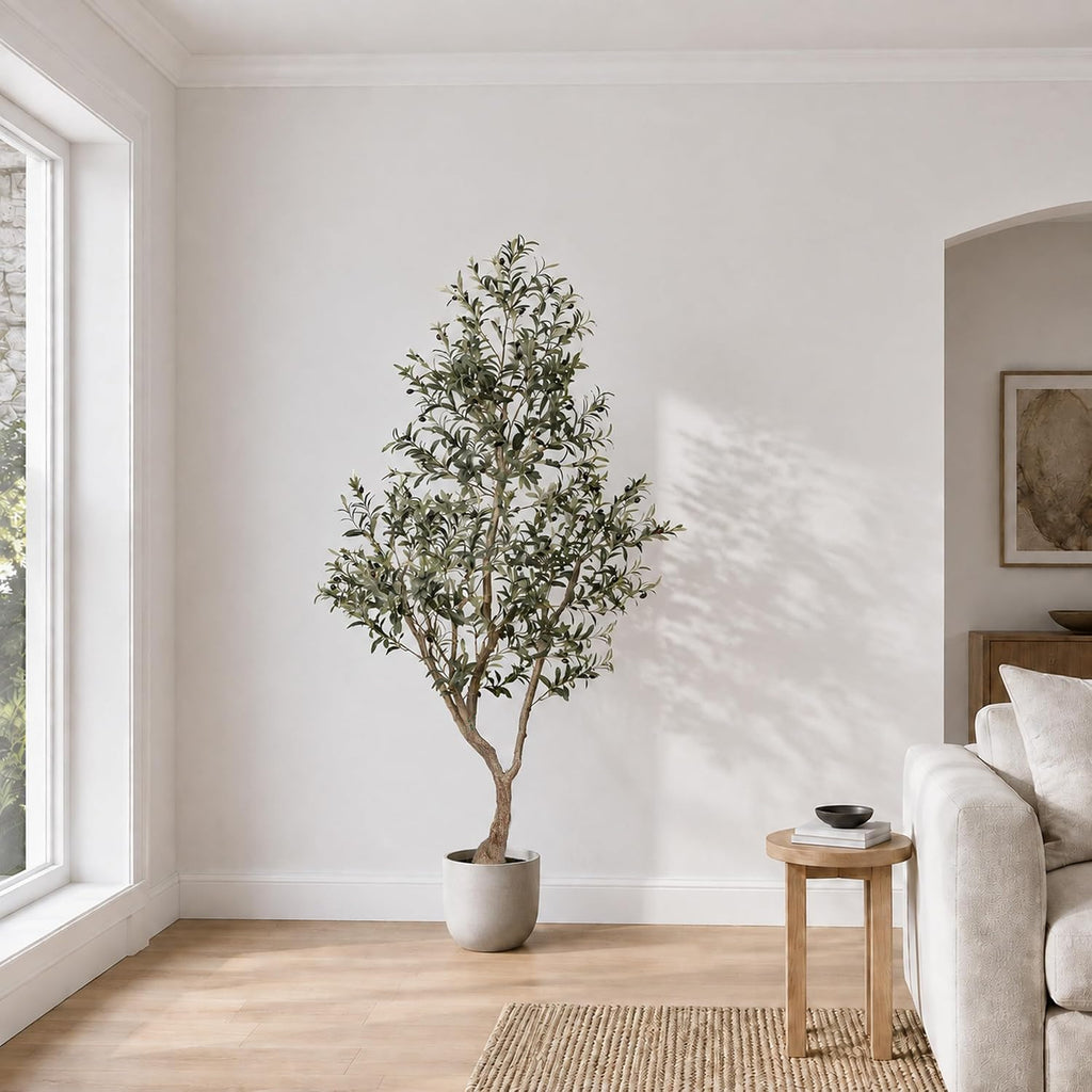 7FT Olive Trees Artificial Indoor - Thick Trunk & Lifelike Fruits