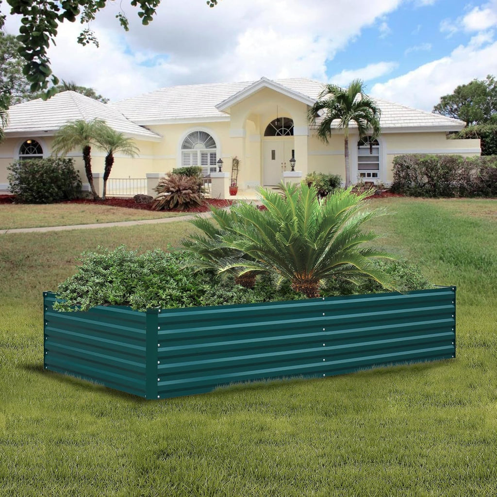 Raised Garden Bed 8×4×1.5FT, Galvanized Raised Garden Beds Outdoor for Vegetables Flowers Herbs, Steel Large Deep