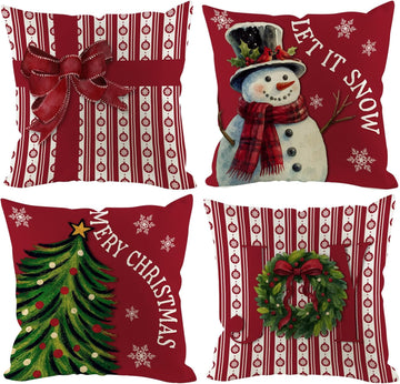 Christmas Throw Pillow Covers 18x18 inch - Set of 4