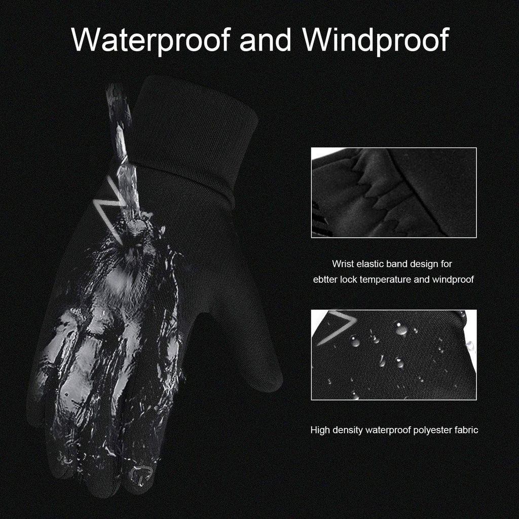 Kids Winter Gloves Back Water Repellent Touchscreen Warm Fleece Anti-Slip for Boys Girls Teen
