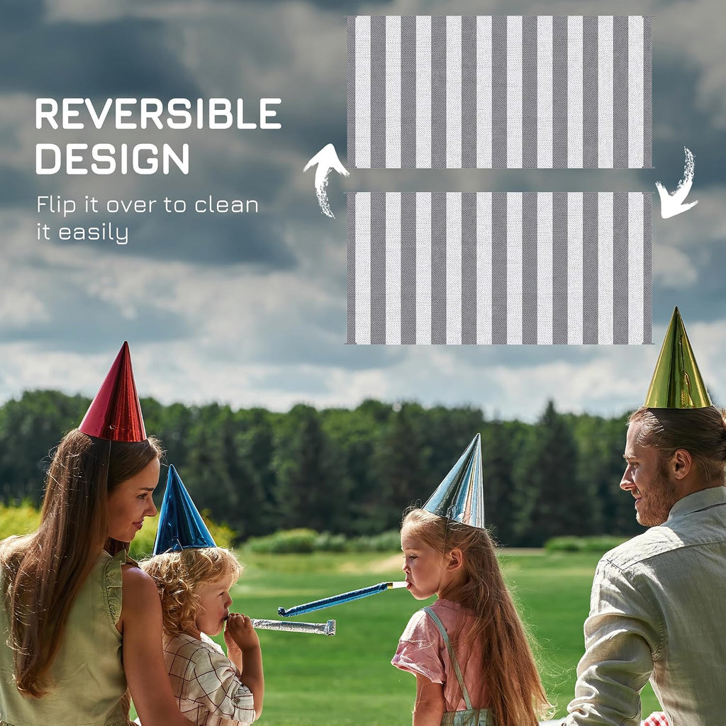 Reversible Outdoor Rug, Gray & White Striped