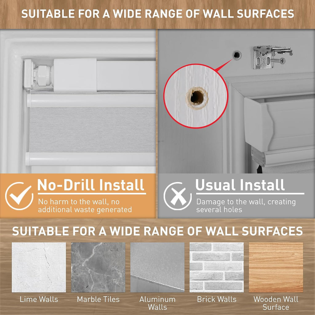 No Drill Top Down Bottom Up Blackout Cellular Shades | Get Privacy & Adjust Light, 3 Steps to Install, 1.1 Inch