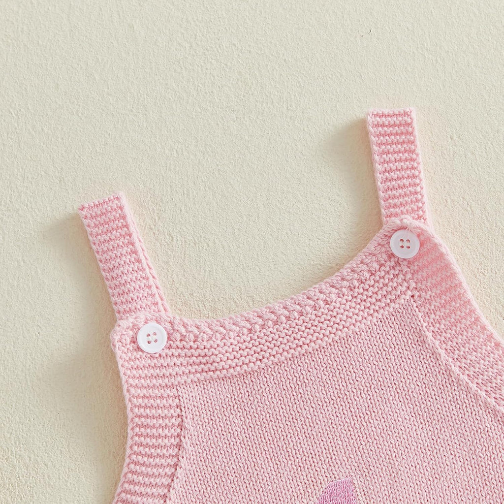 Silly Goose Baby Girl Outfit Sleeveless Knit Sweater Overalls Fall Romper