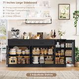 71” Large Sideboard Buffet Cabinet with Storage, Farmhouse Buffet Cabinet with Adjustable Shelves and 3 Door Shelves