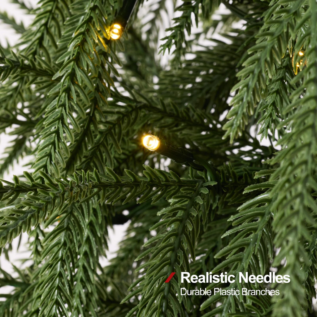 7ft Prelit Christmas Tree - Artificial Norfolk Pine, 220 LEDs