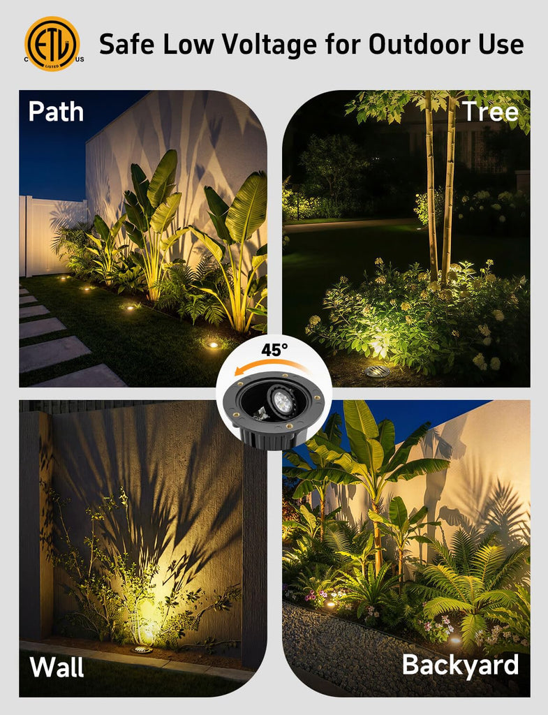 In Ground Well Light - Brass 12V LED Waterproof Outdoor Landscape Lighting, Low Voltage Ip65 in-Grade Grated Top