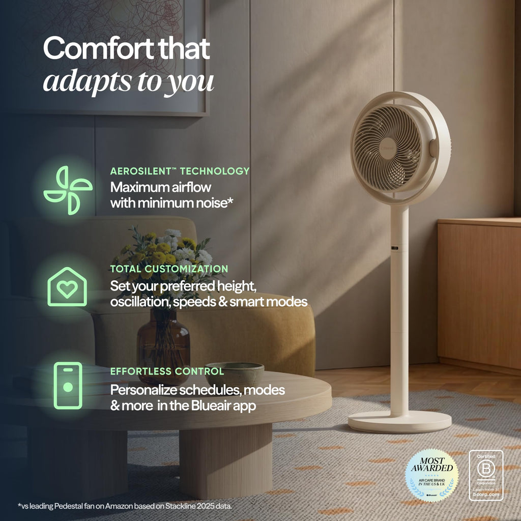 Quiet Oscillating Pedestal Fan , Beige