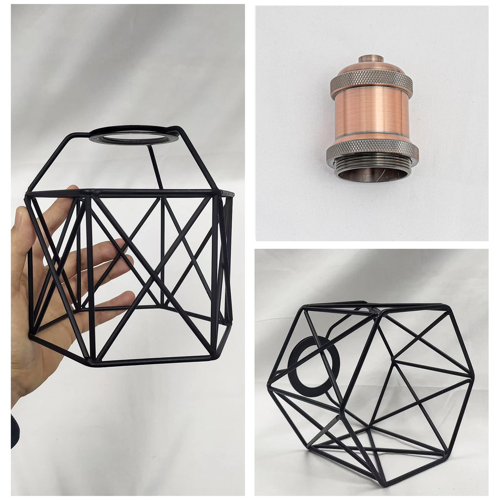 H System Track Lighting Heads, Vintage Loft Design Track Lighting Heads with Flexible Light Arm, Black Basket Cage