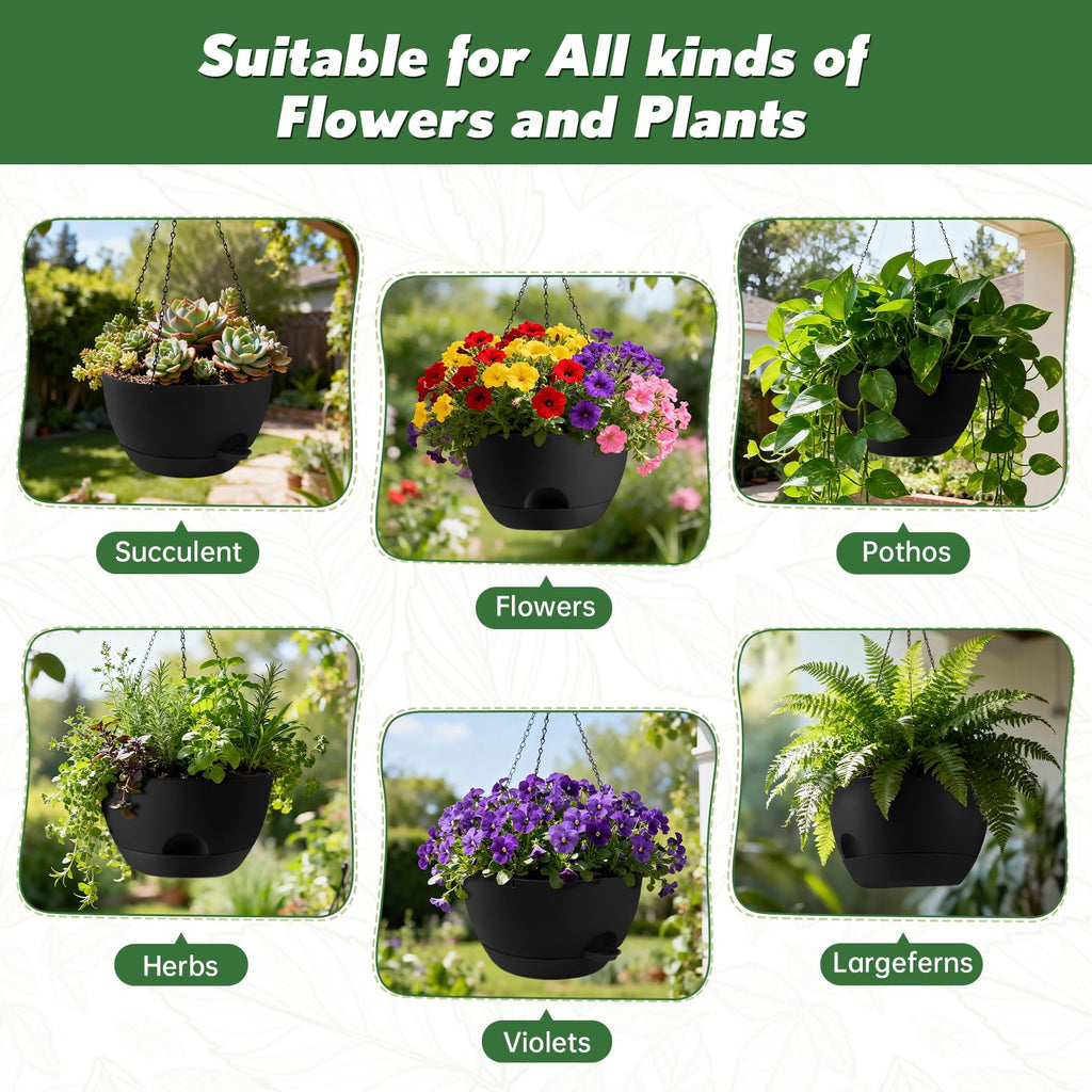 13-inch Oversized Hanging Planter Set of Two, Planters for Indoor and Outdoor Plants.Place Plant pots Across Diverse