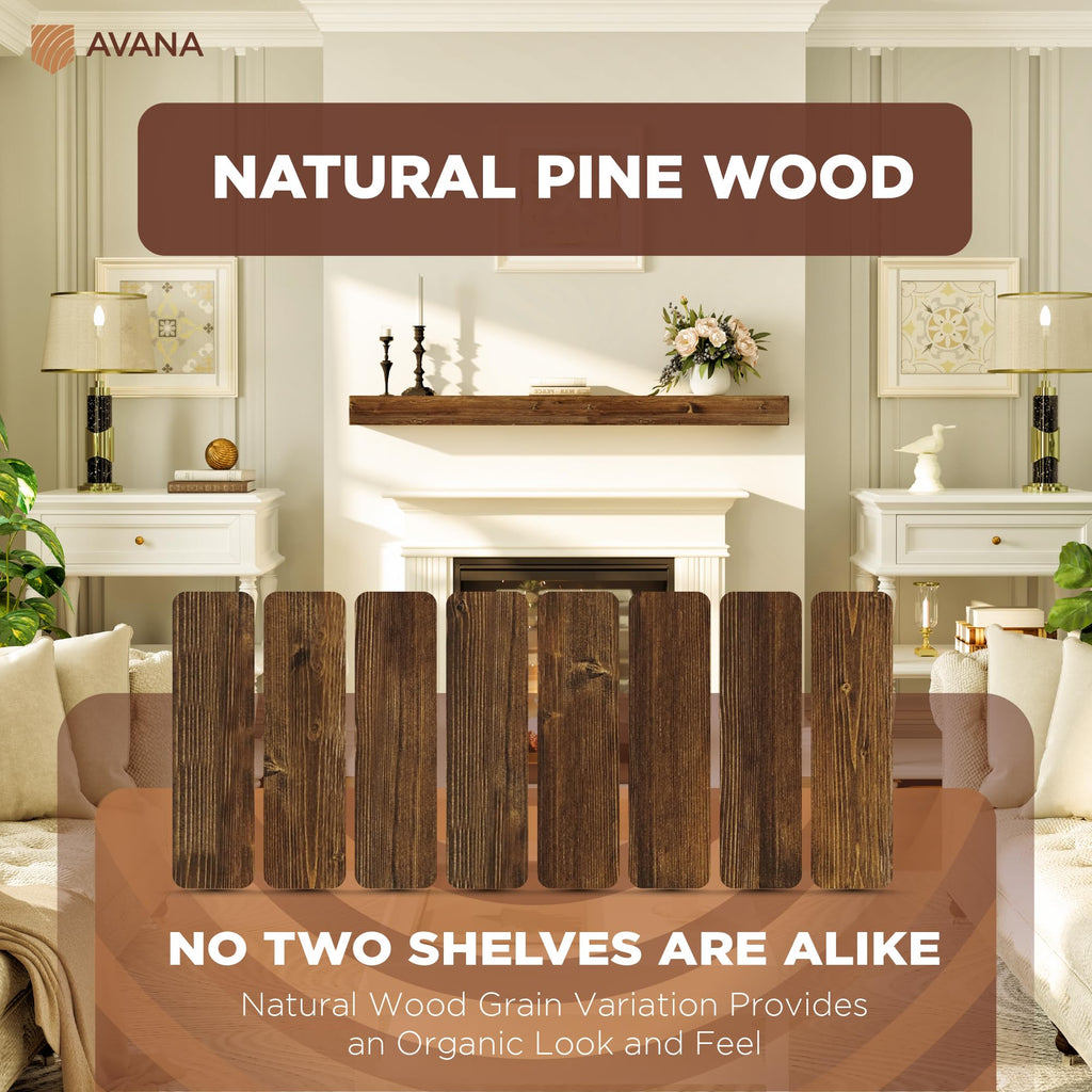Rustic Fireplace Mantel Shelf 60 Inches - Handcrafted Wood Mantles For Over Fireplace - Wall Mounted Farmhouse