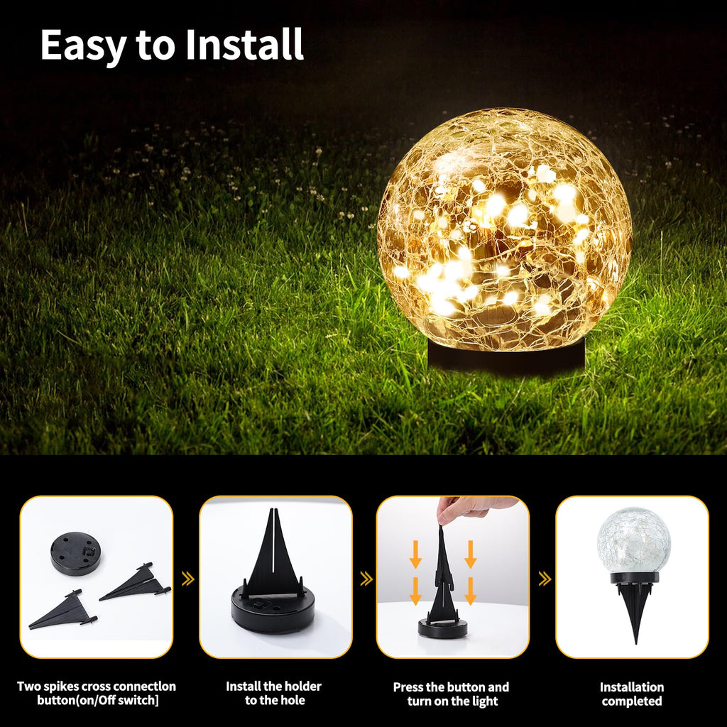 Solar Globe Lights Outdoor Waterproof-Solar Balls for Garden
