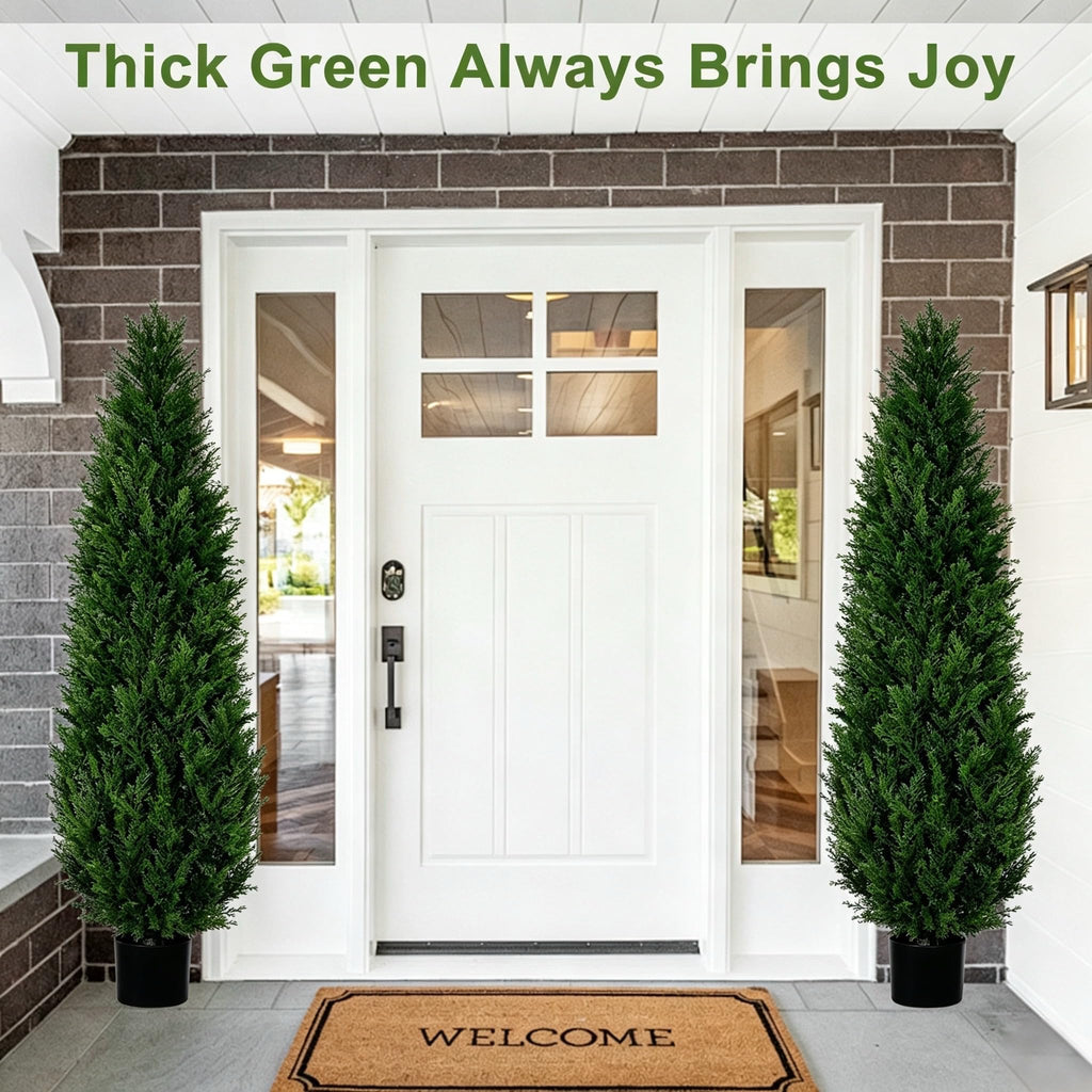 6FT Artificial Topiary Cedar Tree, 70 inchTall Artificial Trees for Outdoors, l Realistic Fake Plants Front Porch
