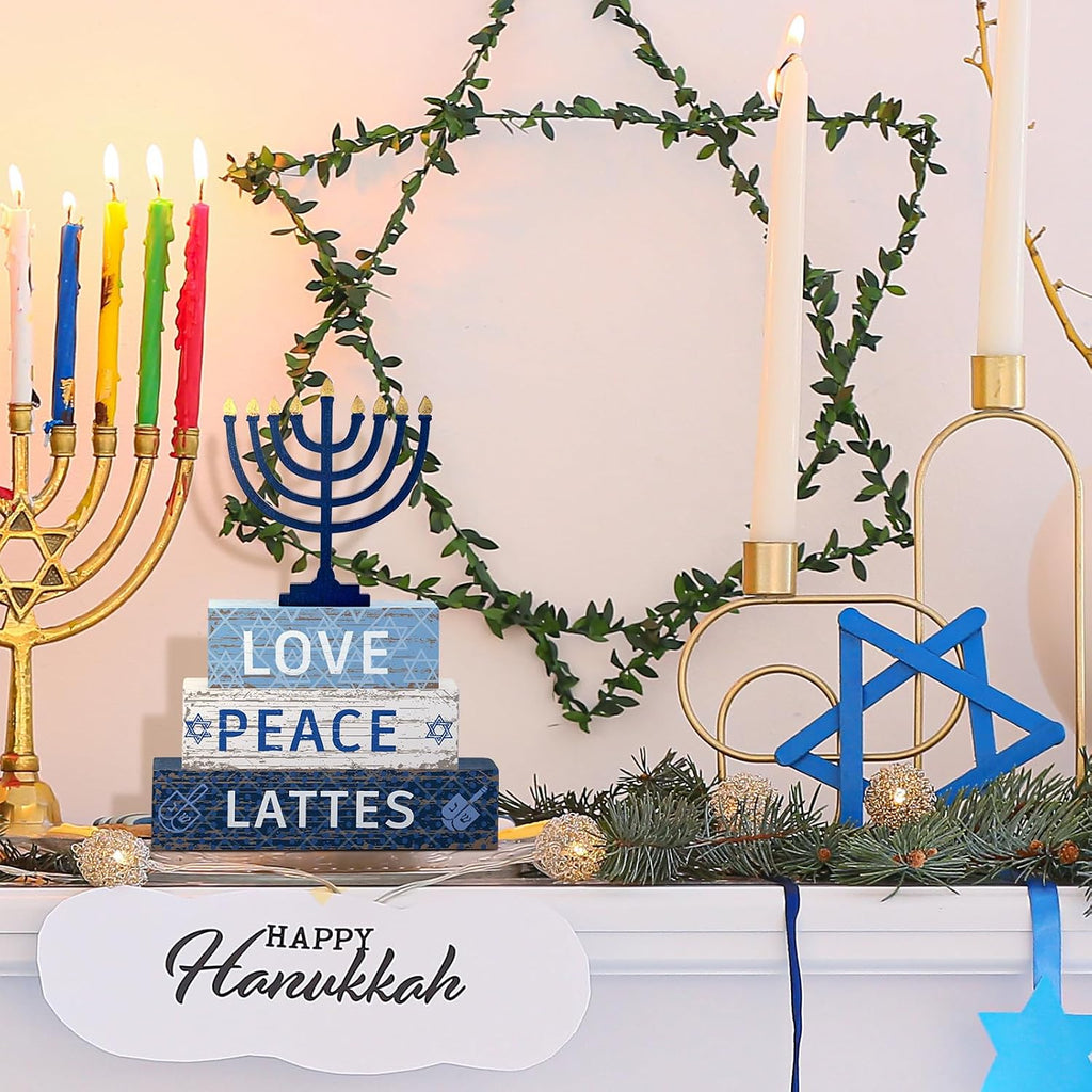 Hanukkah Wooden Table Decorations - Set of 4
