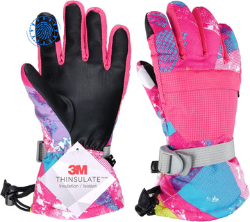 Kids Ski Gloves, Insulated Winter Snow Gloves for Boys Girls