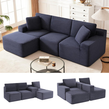Modular Sectional Sofa, Dark Gray Boneless Couch