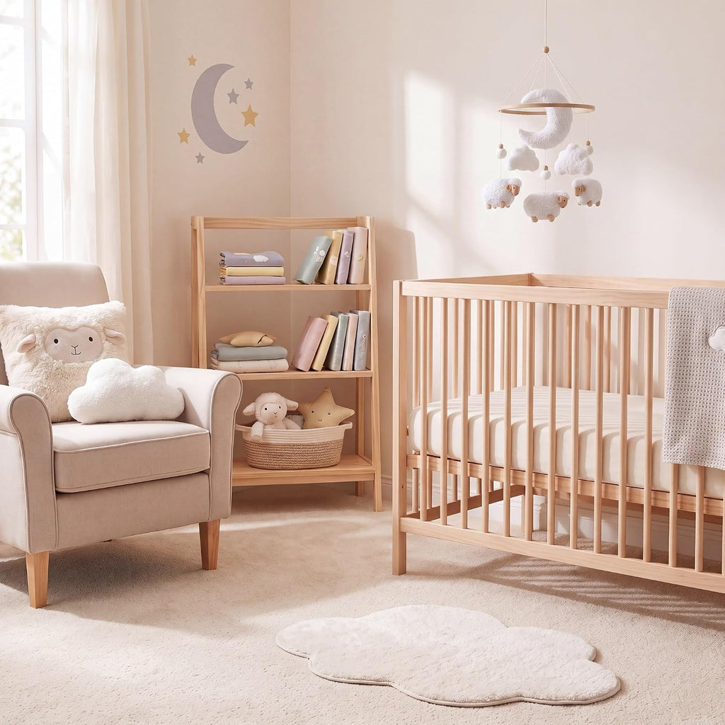 Sheep Baby Mobile for Crib, Cloud Baby Crib Mobile for Girls & Boys, Neutral Crib Toys Hanging, Lamb Baby Mobile