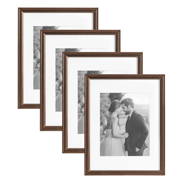 Adlynn Rectangle Picture Frame Set of 4; 11 x 14 matted to 8 x 10; Bronze; Vintage Four-Piece Frame Set for Gallery