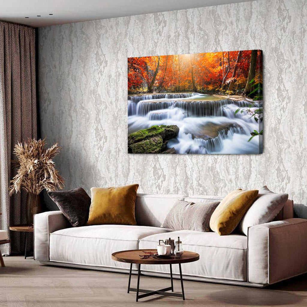 Nature Sunset Landscape Large Wall Art Living Room National Park Forest Picture Wall Decor Waterfall Scene Poster