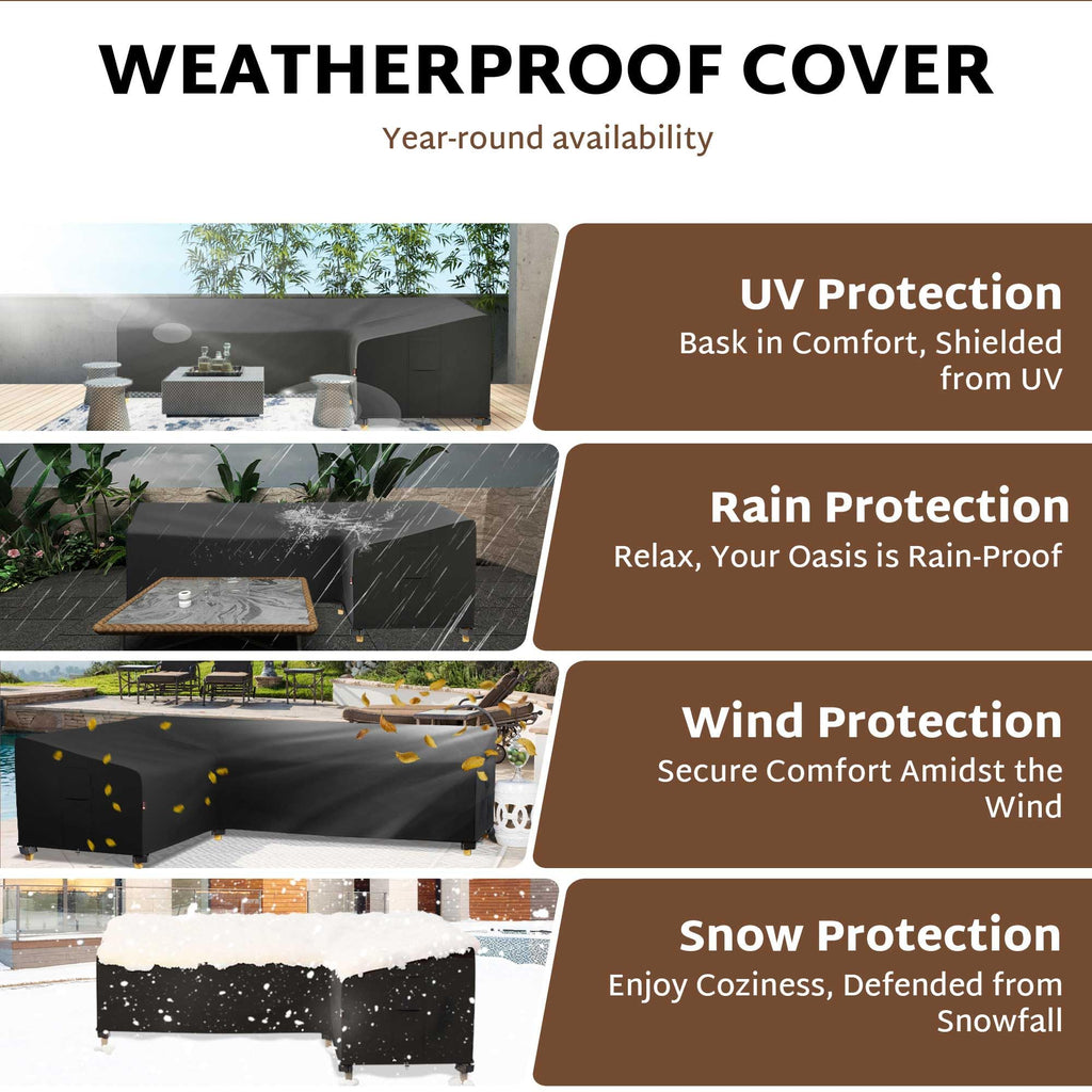 Outdoor Sectional Cover 130 x 100 inch L-Shaped Large Couch Sofa