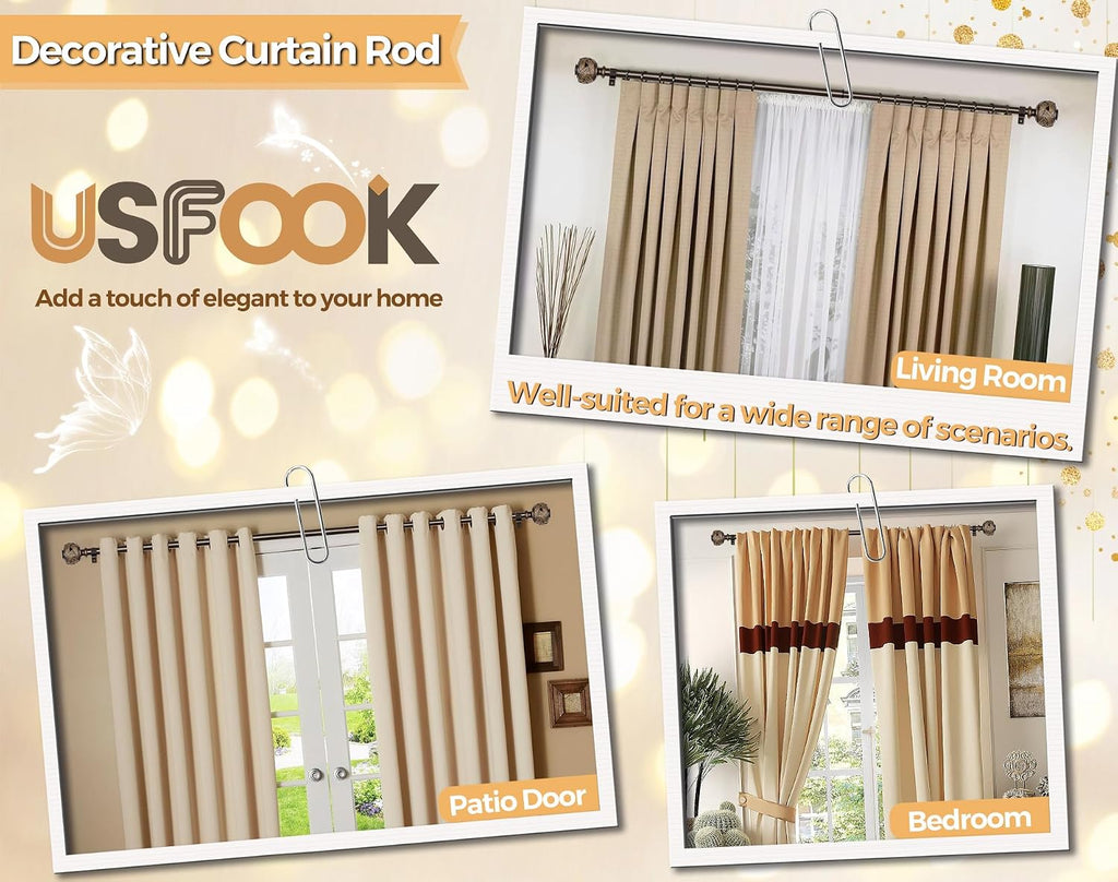 Bronze Curtain Rod, 7/8 Inch Telescoping Splicing Curtain Rods for Windows 20 to 54