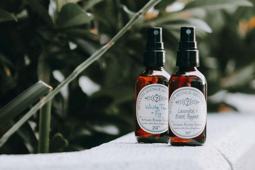 Fragrant Room Spray - White Tea + Fig - Amber Glass Bottle with Fine Mist Sprayer - Hand Poured in The USA