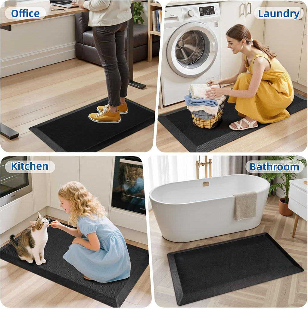 Extra Thick Anti Fatigue Mat Floor, 20x32, Black | 9/10 Inch Thick, Cushioned Standing Desk Mat, Memory Foam