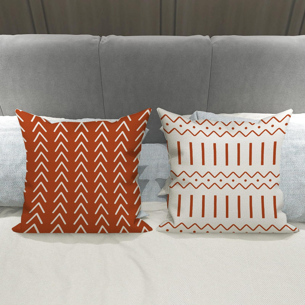 Burnt Orange Linen Pillow Covers 20x20 Set of 4, Home Sweet Home Farmhouse Throw Pillow Covers, Holiday Decorative